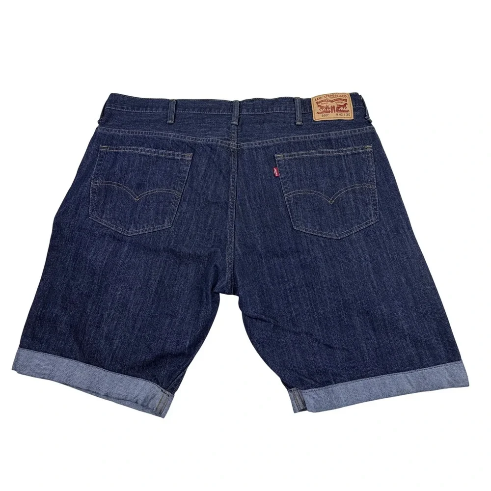 Levis 569 Loose Straight Denim Shorts Mens 42 Dark Indigo‎ Blue Cuffed Jorts